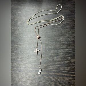 Chic Two-Tone Cross and Infinity Necklace